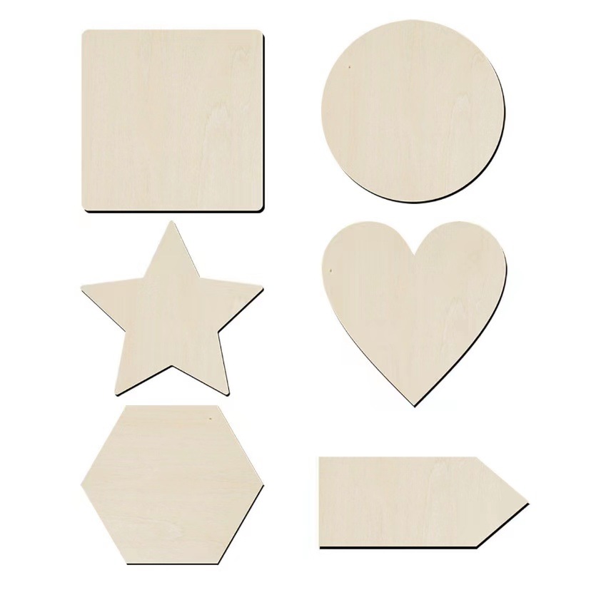 圣诞节圆形木片家居儿童手绘木片辅料DIY绘制涂鸦木质挂板薄木片