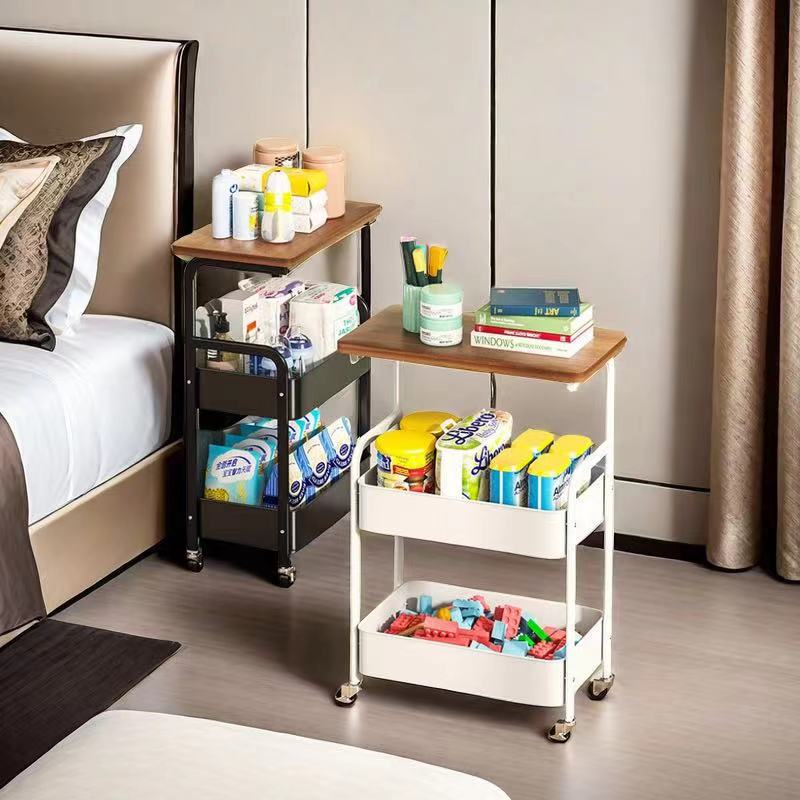 厨房置物架多层桌面可移动办公室收纳小推车带桌板卧室铁艺零食架详情图3