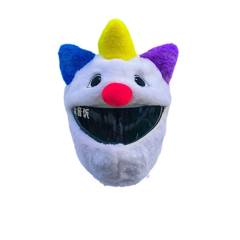 Cross-border full helmet, hood, plush protective cover, evil clown, funny cartoon, big eyes, street rage, warm mask removal Item Picture