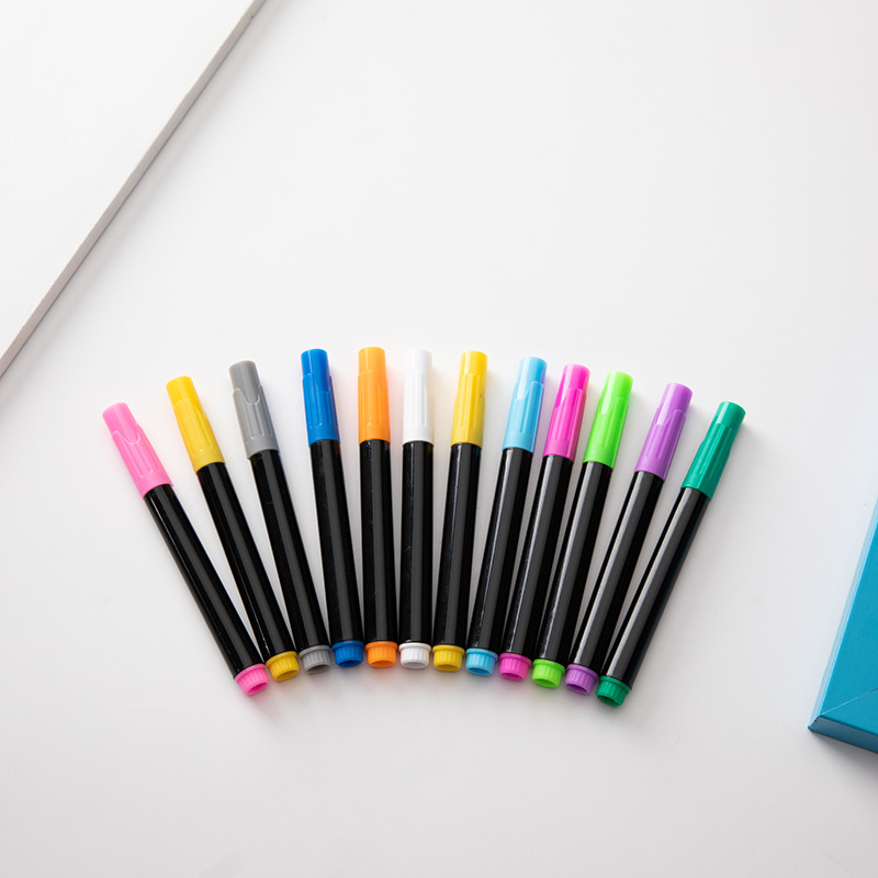 Dust-free water-soluble chalk liquid lamp board pen, LED fluorescent board, large white 12-color erasable blackboard pen Item Picture