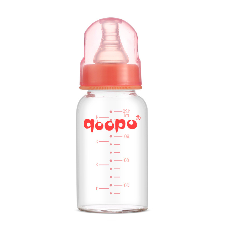 Baby glass bottle 120ml, fresh, anti-bloating, safe, non-toxic and heat-resistant Item Picture