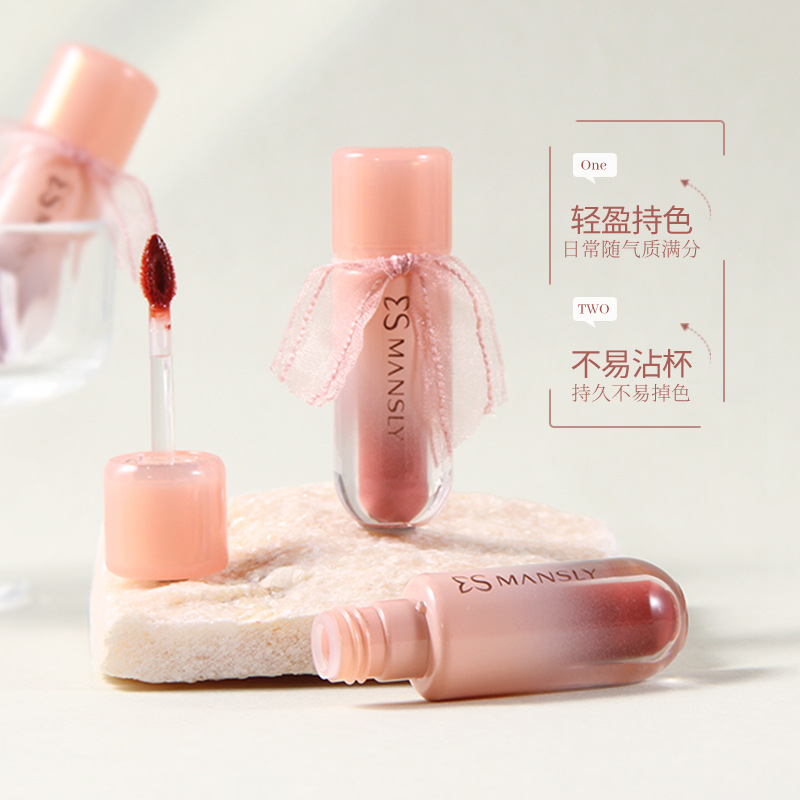 MANSLY lipstick, light water mist long-lasting color lip gloss, Korean-style pure, aiming to make the skin look fair and tender, long-lasting and moisturizing, affordable for students