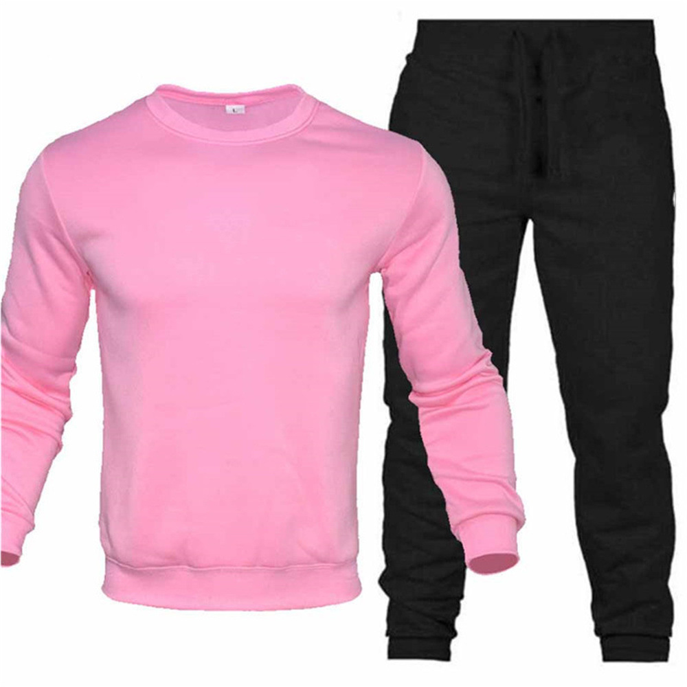 New autumn/Winter 2023 foreign trade men's round-neck warm solid color sweatshirt, long pants and sportswear set for cross-border trade with Europe and America Application Scenario