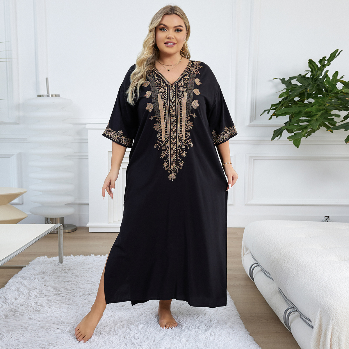 沙滩罩衫人棉长袍度假裙跨境L4026   L