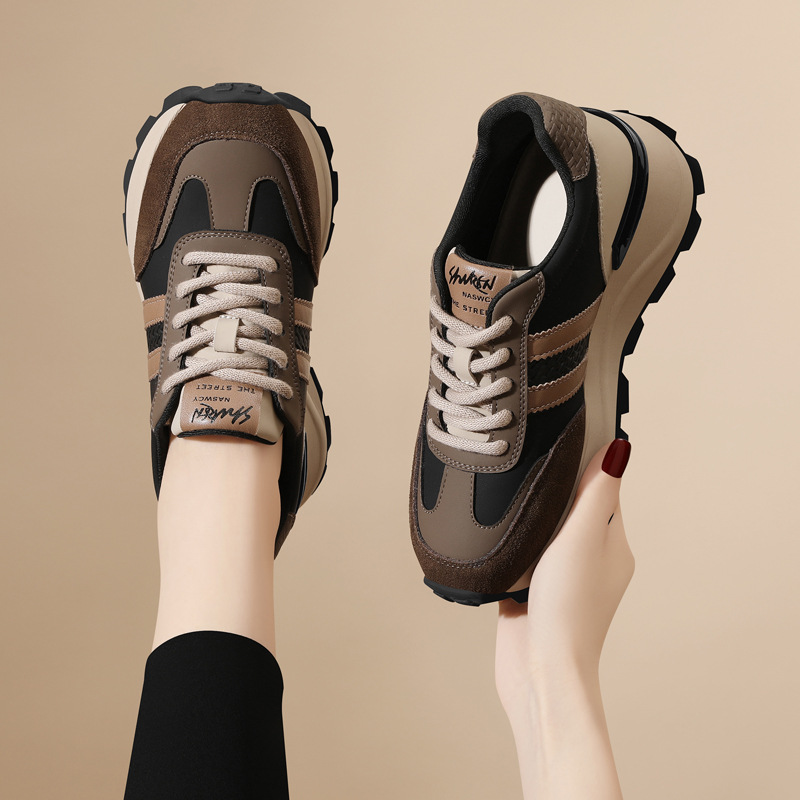 Genuine leather thick-soled height-increasing versatile casual sports shoes 2025 new bestseller soft-soled non-tiring to the feet Forrest Gump women's shoes details Picture