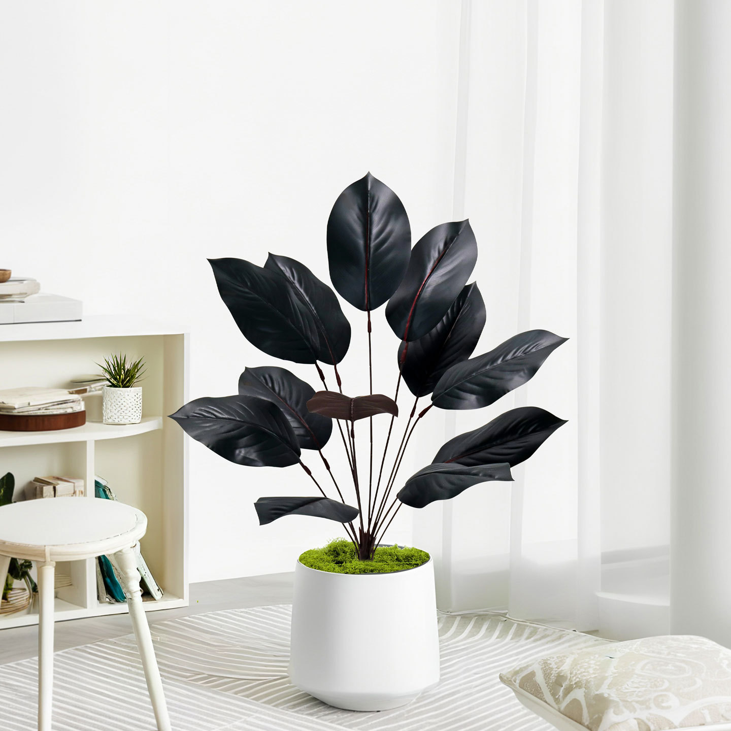 Simulated green plants, magnolia branches, black diamond rubber trees, Ficus lyrata, green decoration, garden landscaping, living room table ornaments Application Scenario