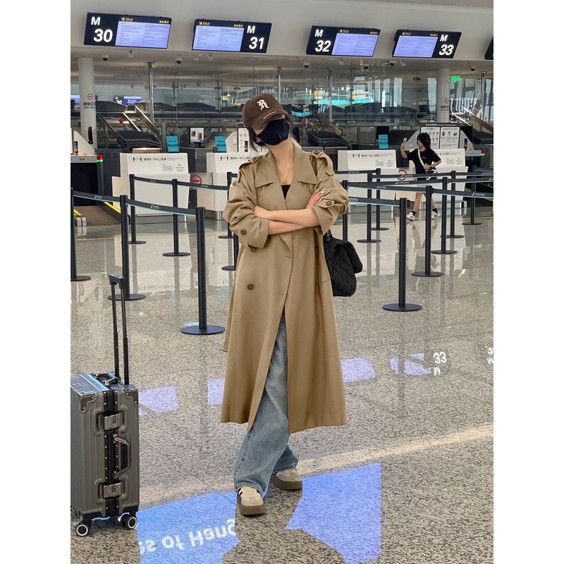 The new mid-length, knee-length, high-end and fashionable style of the British windbreaker for women in the Spring and autumn of 2025 is in vogue Specification image