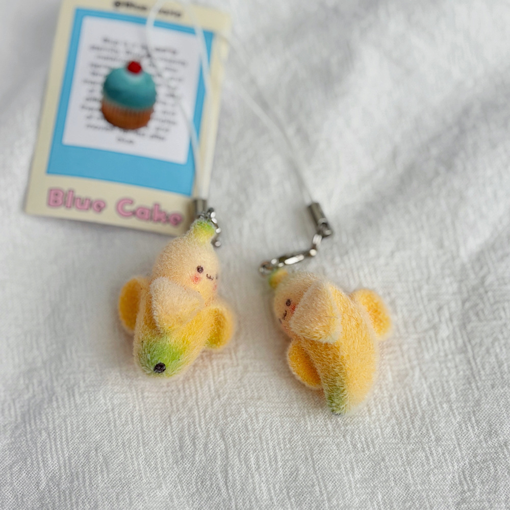 Creative flocked banana small pendant, cute Korean style pendant, peeled banana bag, mobile phone chain pendant wholesale Application Scenario