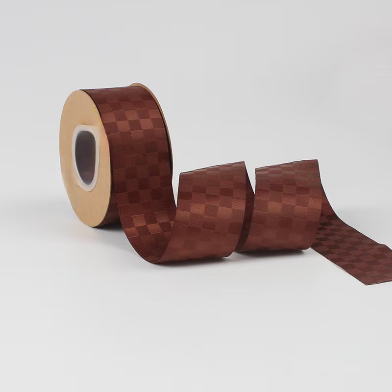 Direct sales of polyester checkered tape from the manufacturer, 50 yard per roll, large quantity discount, clothing headwear, bow and ribbon Specification image