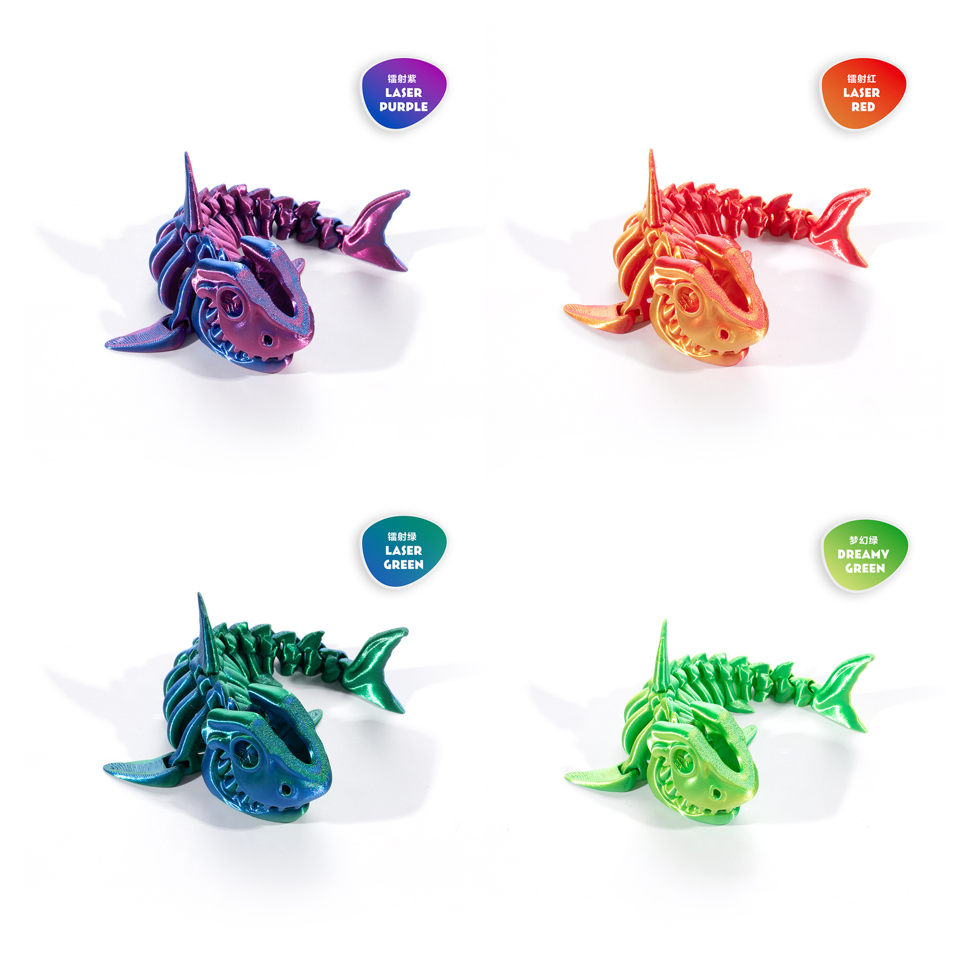 3D printed cross-border shark bone figurines, flexible and free skeleton, trendy toys, creative gifts, and creative figurines for street vending Application Scenario