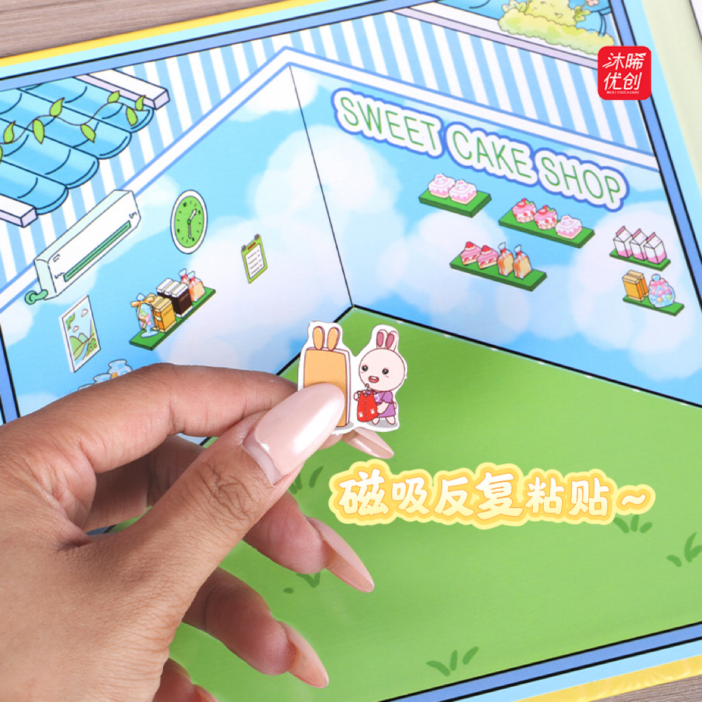 Customized Firefire Rabbit Magnetic landscape House stickers 3D landscape creative miniature scenes children's toys factory wholesale w Application Scenario