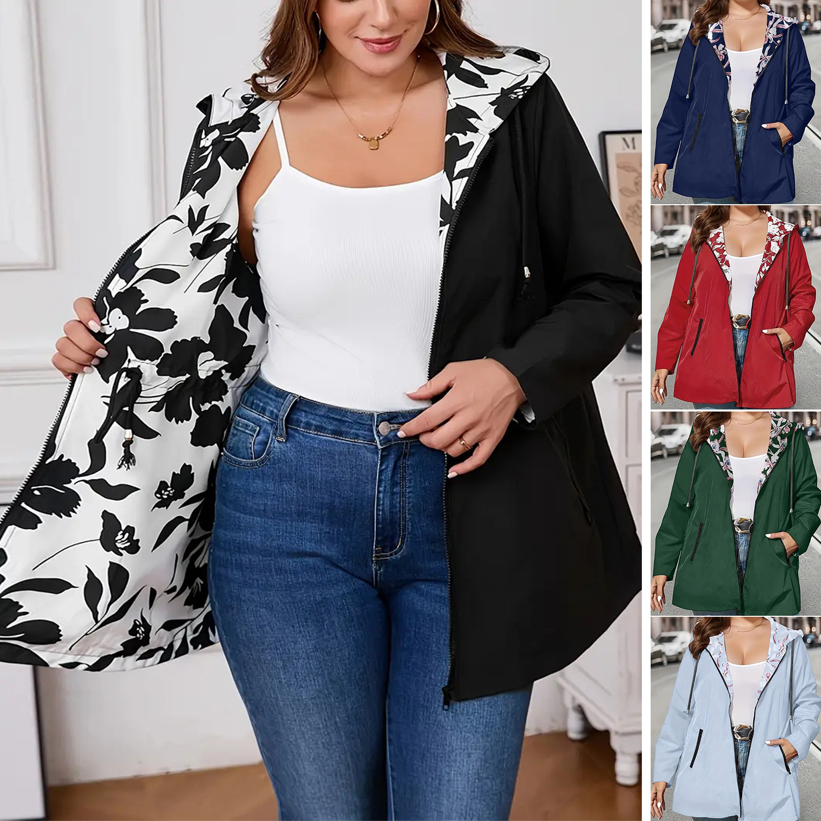 In 2025, Amazon's best-selling windbreaker with zipper and hood, lightweight outdoor windbreaker jacket, thin outdoor coat for women thumbnail