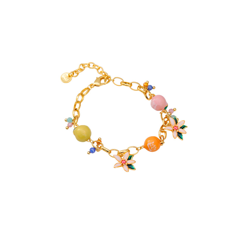 Hyacinth's niche design sweet orange blossom, tangerine and gardenia flower bracelet is a fashionable and exquisite versatile accessory. It will be a bestseller on Douyin in 2025 Item Picture