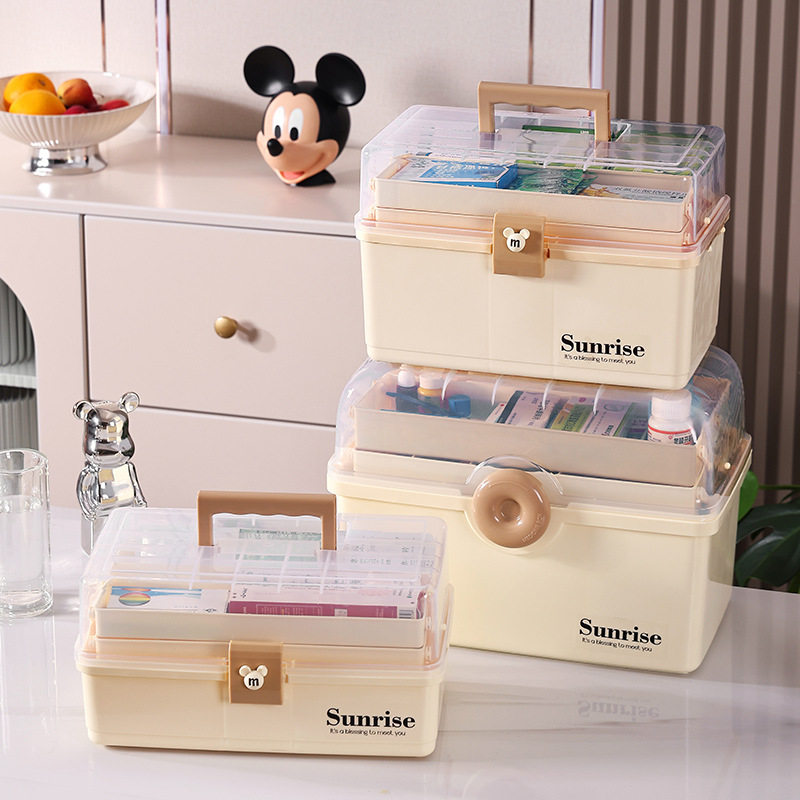 Household medicine box, large-capacity multi-layer medical box, medicine storage box, first aid kit, children's small medicine box, transparent medical box details Picture
