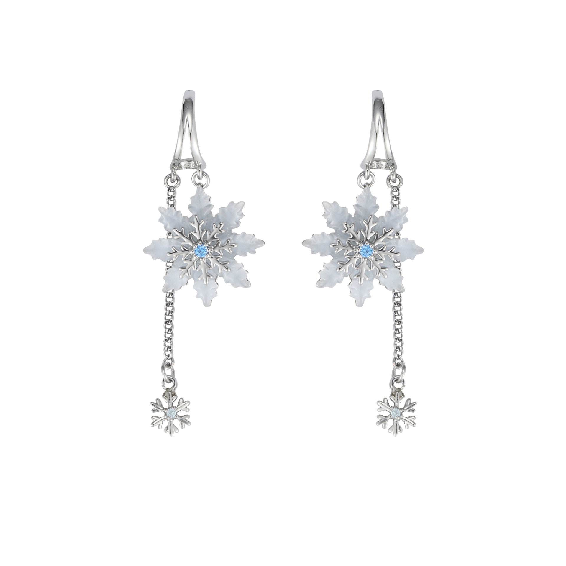 The Ice Crystal Snowflake series earrings are original designs for women, featuring a unique, light luxury, fashionable and high-end feel. Wholesale of new exquisite earrings Item Picture