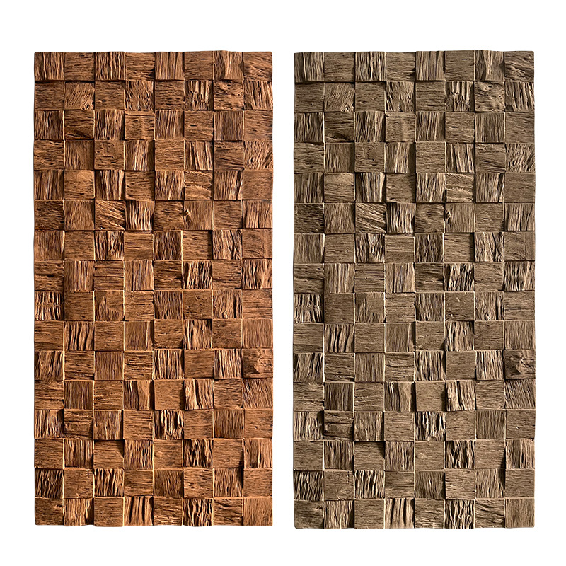 PU木格纹装饰风化老船木马赛克背景墙木质家装瓷砖墙贴装饰材料白底实物图