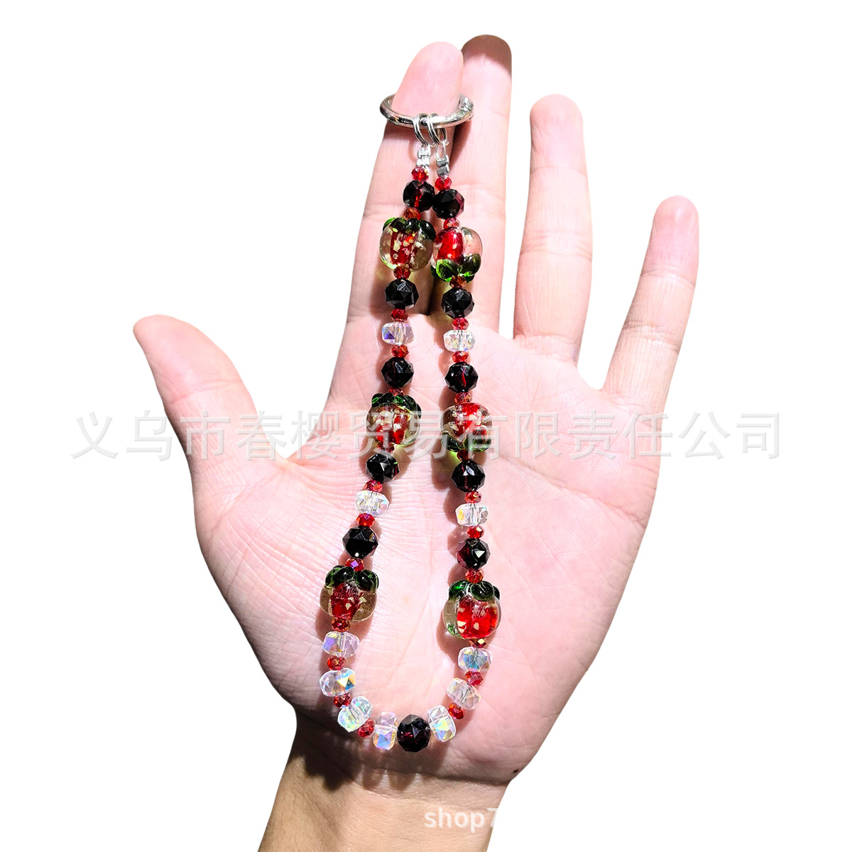 Shi Ruyi mobile phone pendant: A light luxury and high-end crystal mobile phone chain, creative and versatile car persimmon keychain pendant details Picture