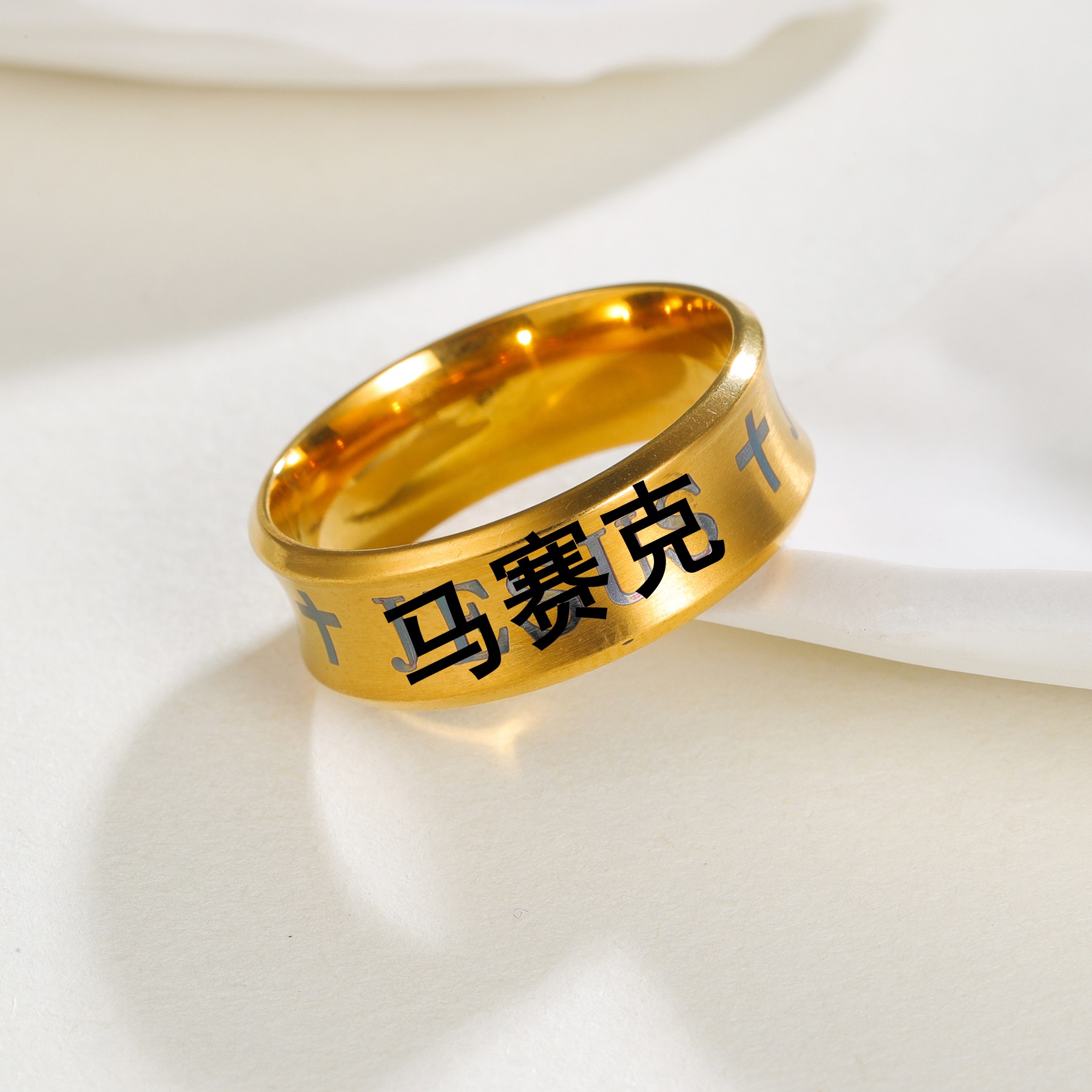 Amazon's new cross-border European and American simple titanium steel ring, Halloween jewelry, Easter jewelry, Christmas ornaments Specification image