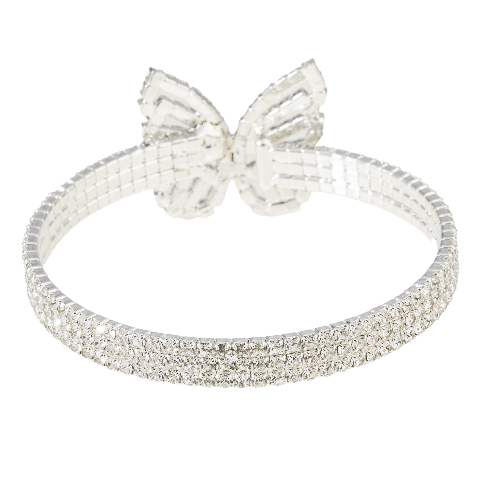 Cross-border fashion bracelet, creative and trendy claw chain, butterfly water diamond bracelet, steel wire elastic open bracelet, women's wedding party all-purpose bracelet Specification image