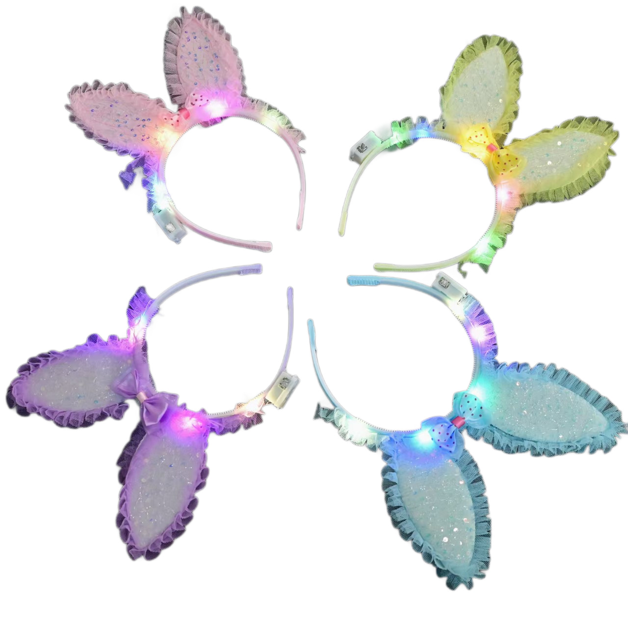 2025 New cute Kulomi Internet celebrity glowing big ear headband, glowing crown headband, glowing bow tie headband Item Picture