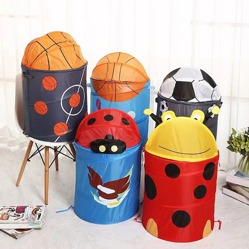 卡通动物脏衣服收纳筐折叠收纳篮玩具脏衣篮带盖洗衣篮款折叠篓收纳桶