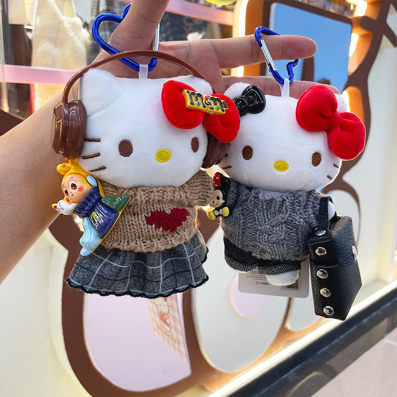 【 Genuine 】 New original hellokitty small pendant plush doll kt figurine secondary creation bag pendant details Picture