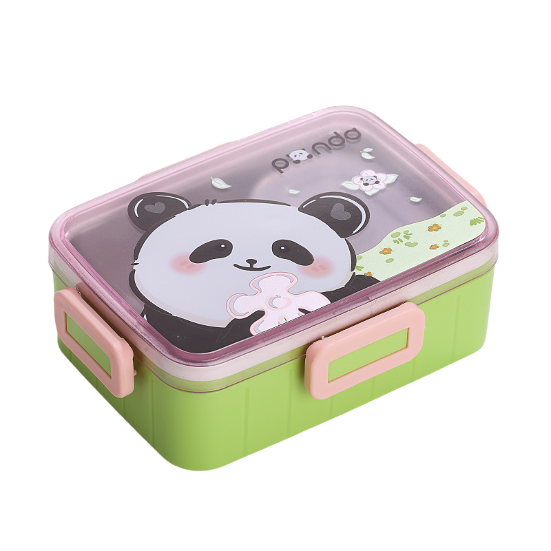 Cute panda stainless steel children's lunch box with bowl, sealed bento box, lunch box, student leak-proof fruit box Item Picture