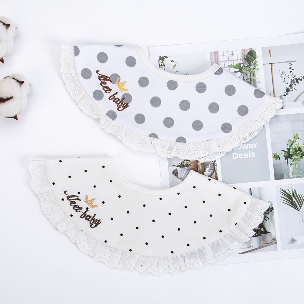 韩版小天鹅公主皇冠婴儿口水巾百搭360度可旋转小清新婴儿围兜细节图