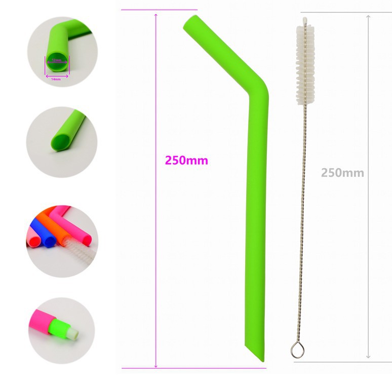 Bubble milk tea elbow 14mm straw, large-diameter silicone elbow drinking straw, foldable straw Item Picture