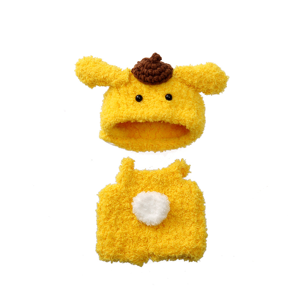 卡通毛茸茸迷你公仔服饰创意手工玩偶小娃衣软糯可爱换装头套配饰白底实物图