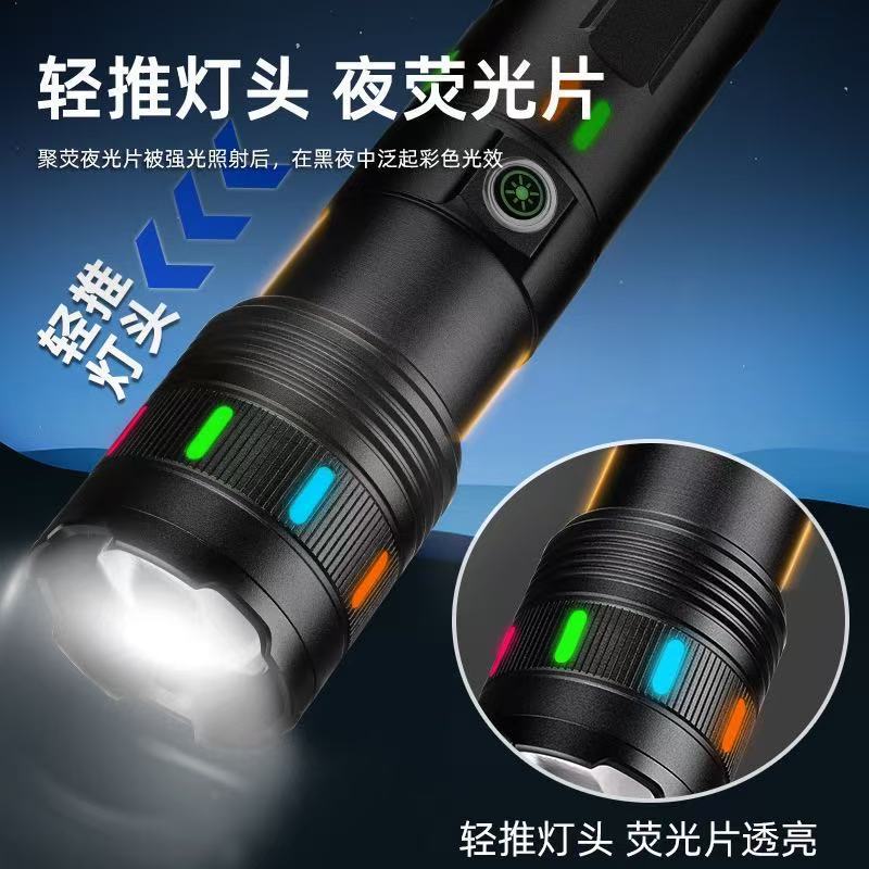 跨境白激光大功率强光手电筒户外多功能铝合金荧光手电Type-c充电产品图