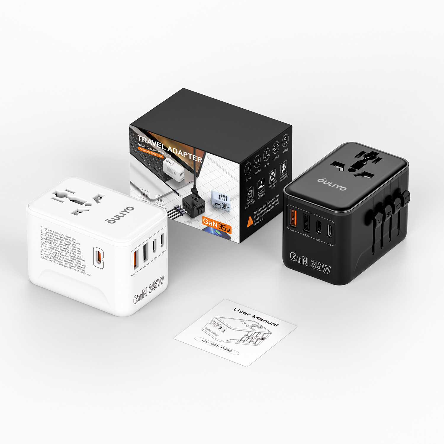 Factory wholesale multi-functional conversion socket GaN35W multi-country travel conversion plug, global universal charging socket details Picture