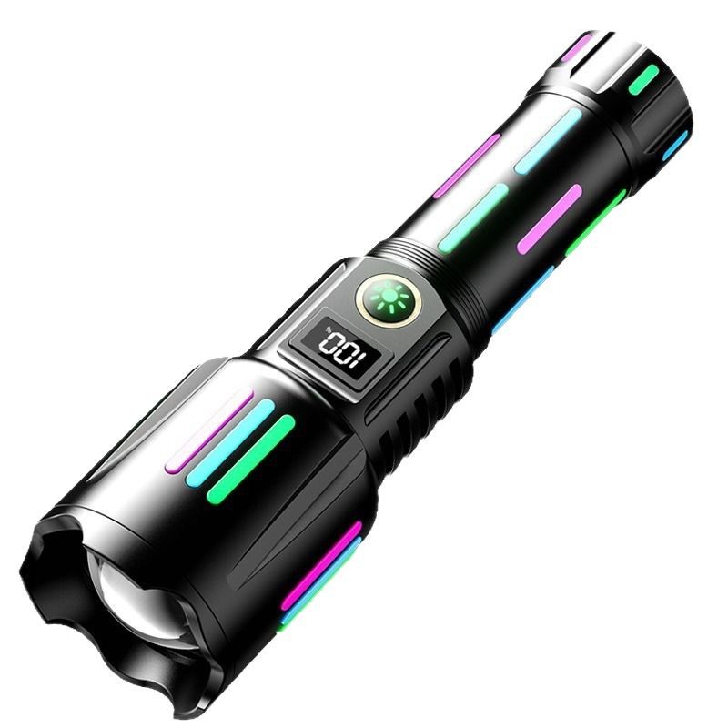 亚马逊30W LED白激光带彩色夜光荧光酷炫聚焦远射户外强光手电筒