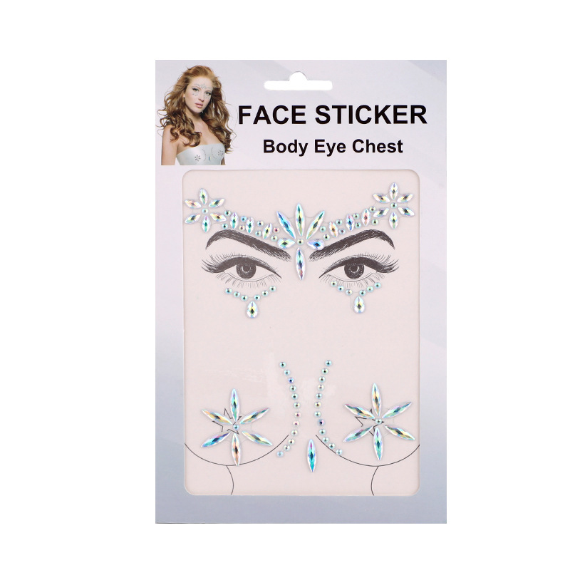 胸部贴 眉心贴 眼部贴跨境热销亚克力钻石贴脸饰品美妆贴化妆工具白底实物图