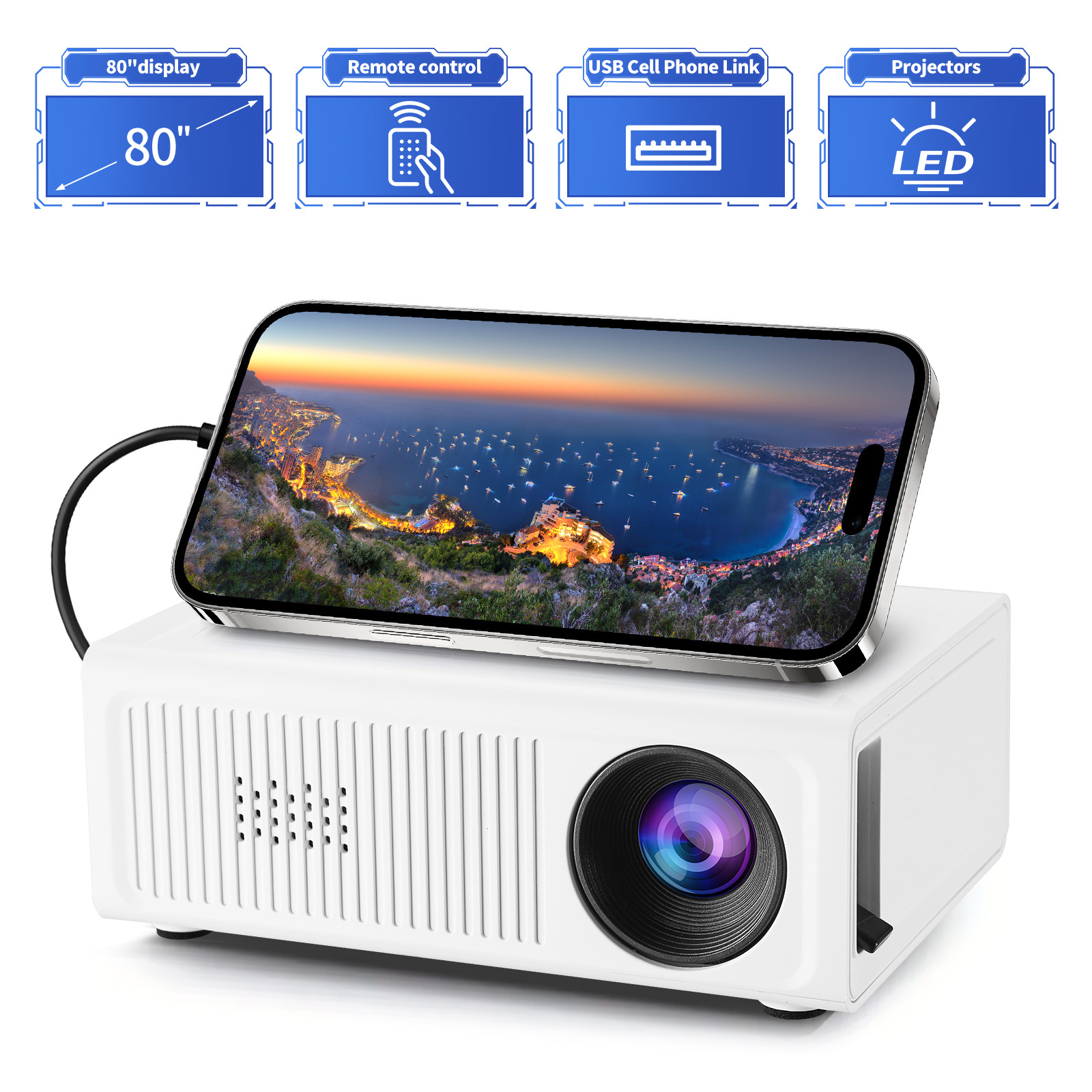 M2S New cross-border mini Projector, home cross-border led portable projector, high-definition TEMUshein