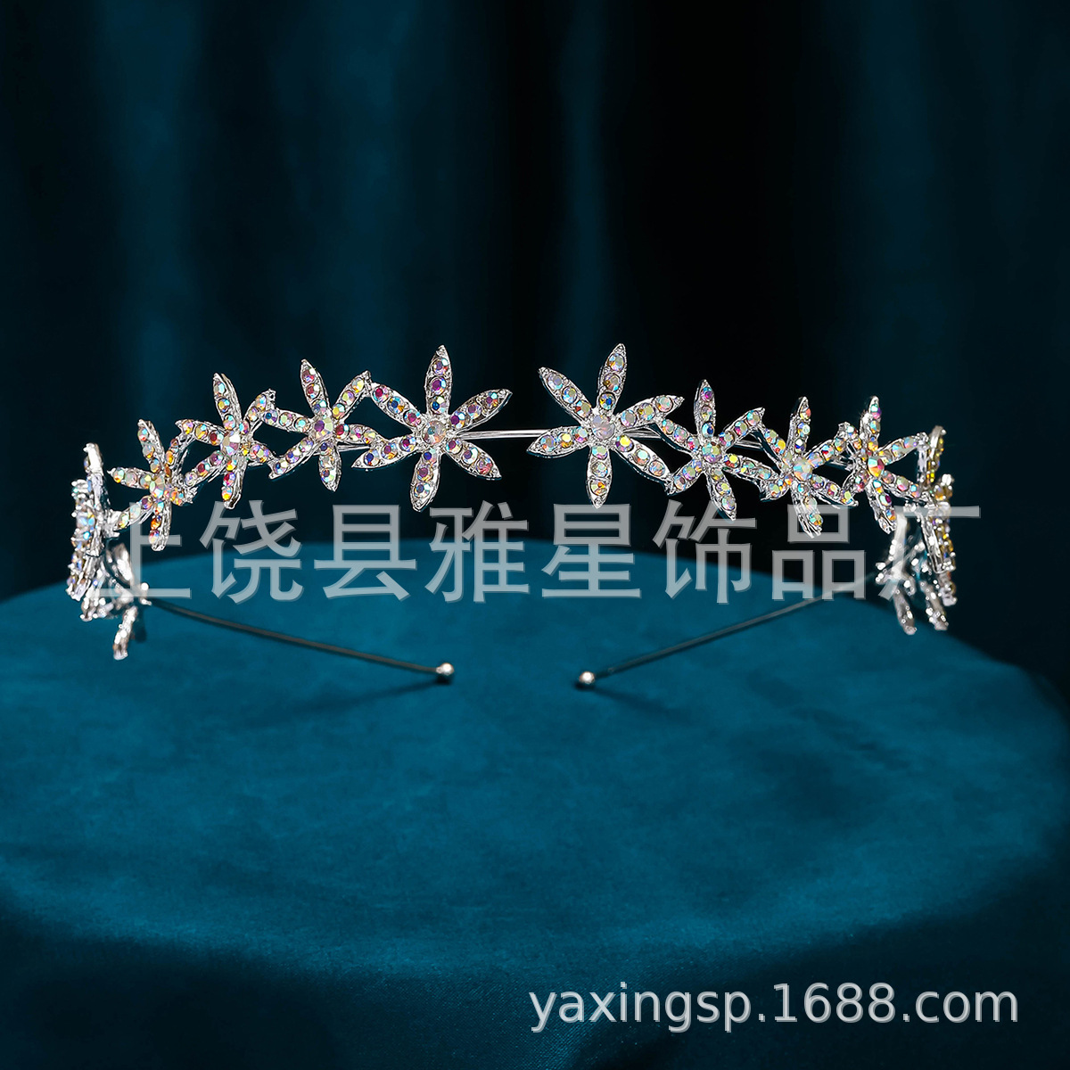 Korean-style simple bride flower rhinestone headband, silver hair accessory, forest-themed, sweet and fashionable princess photo daily life details Picture