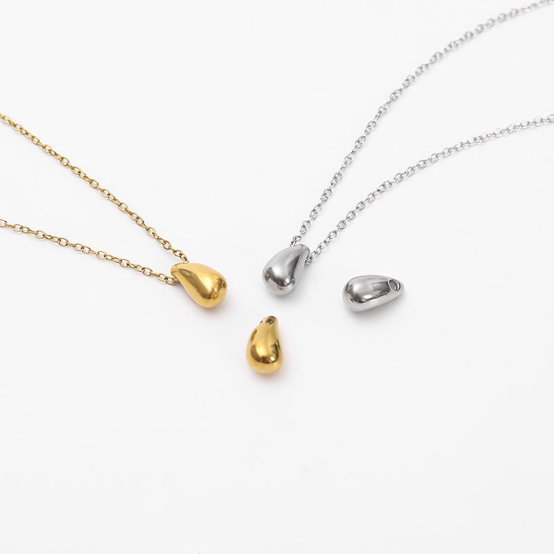 Korean simple water drop pendant titanium steel necklace for women, a niche European and American light luxury high-end feel, a trendy collarbone chain accessory Specification image