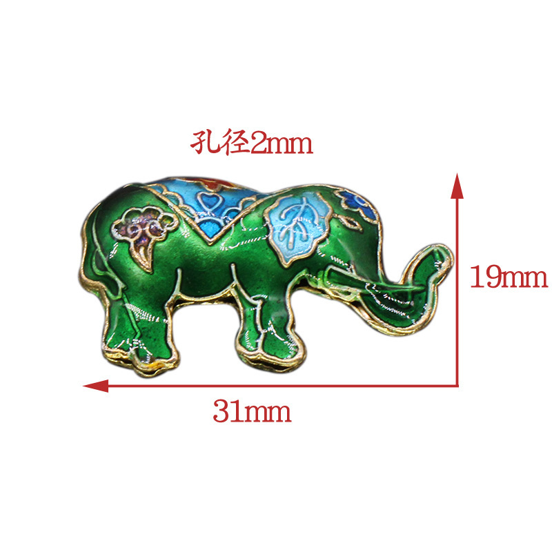 Traditional high-temperature enamel mechanism silver-blue ancient-style jewelry accessory, back cloud partition beads, cloisonne 31*19 elephant beads Item Picture