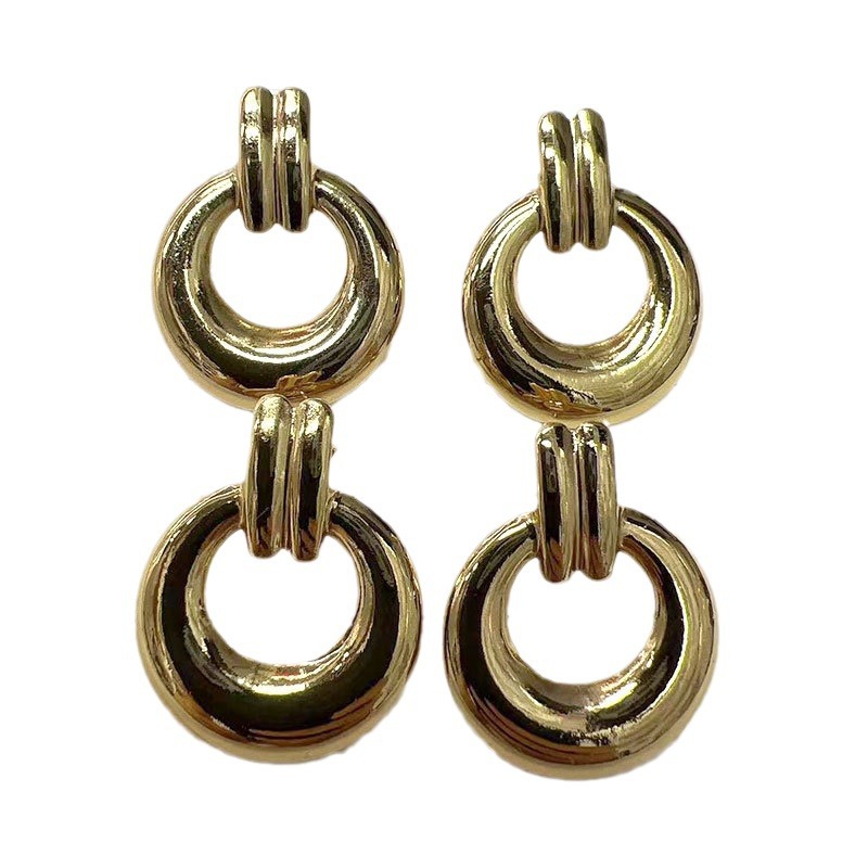 French retro InS-style copper gold-plated earrings for women, cross-border light luxury and niche design sense earrings and earrings accessories wholesale Item Picture