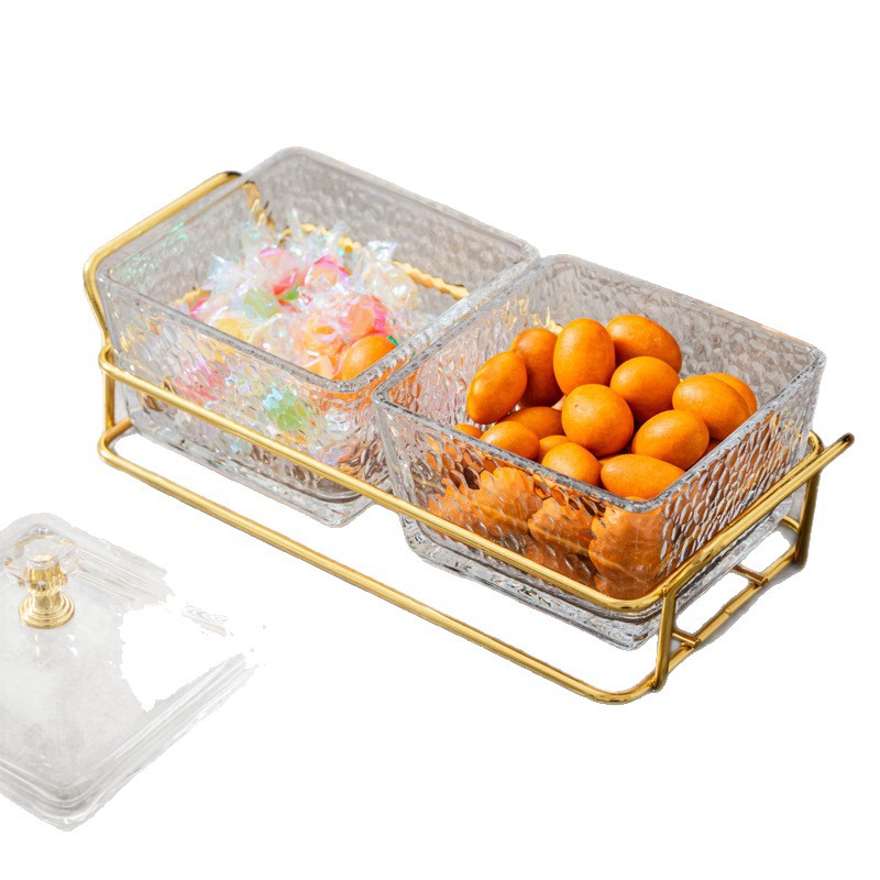 Acrylic fruit plate, home living room light luxury tea table, tea and snack heart plate, four-compartment platter, new snack nut plate Item Picture
