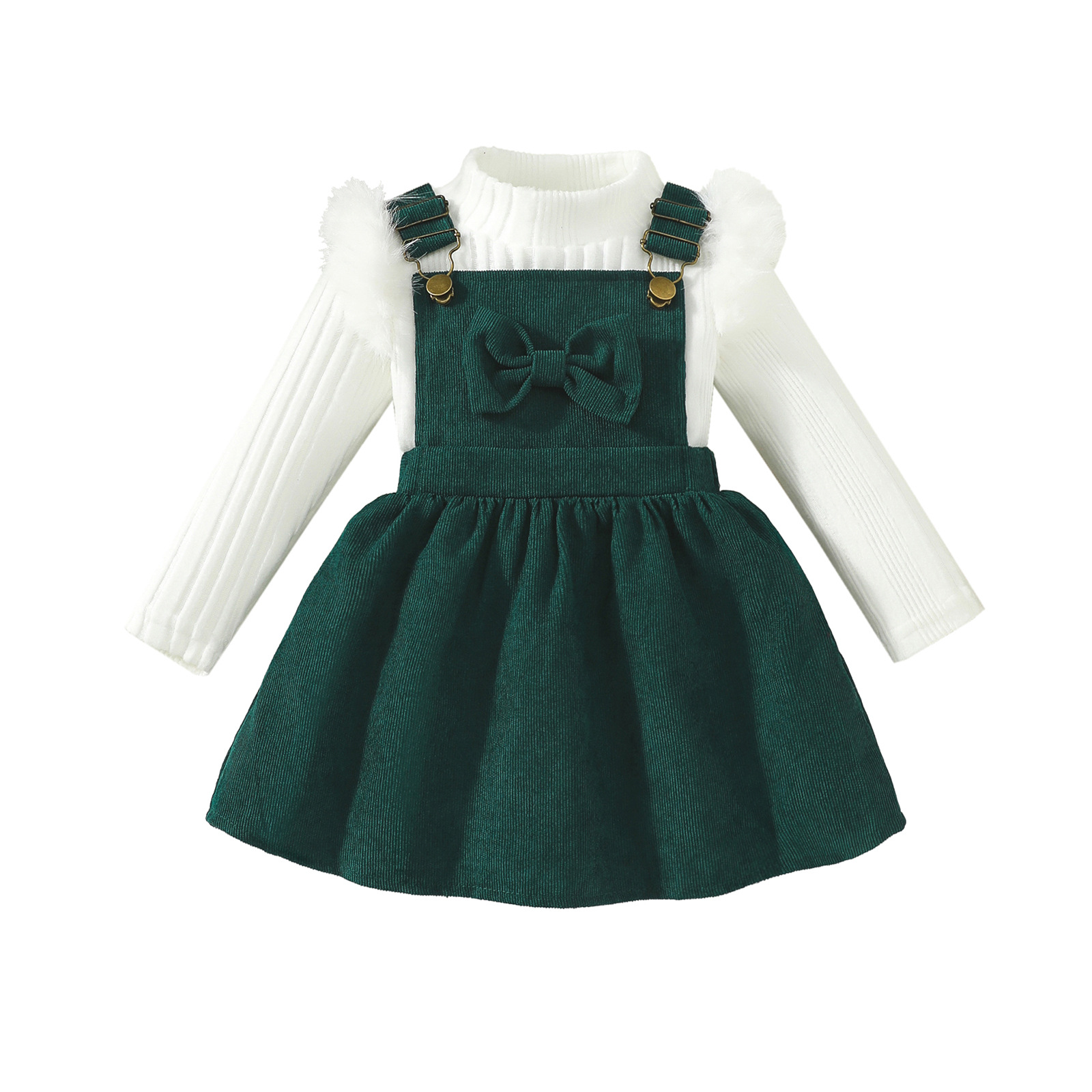 【 New Style 】 Amazon Temu Children's Clothing Christmas T-shirt and Halter Dress Set for cross-border e-commerce details Picture