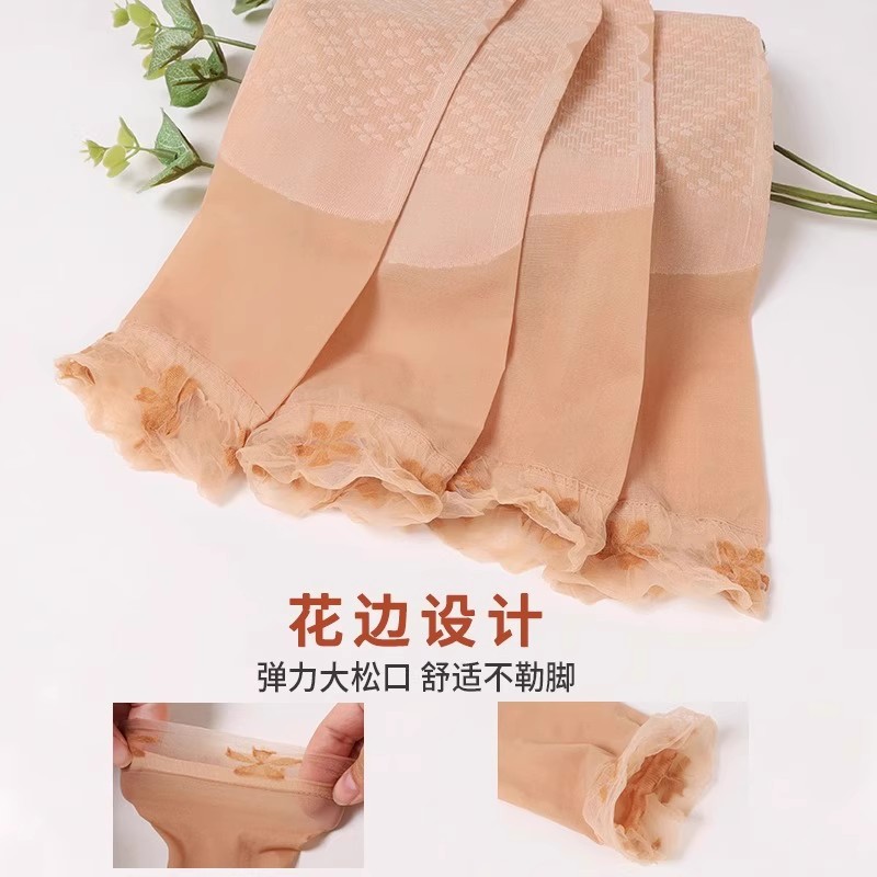 Lace lace loose-fitting socks for women, thin summer socks that don't pinch the feet, elderly socks, mother socks, short silk socks, crystal silk, anti-hook silk Specification image