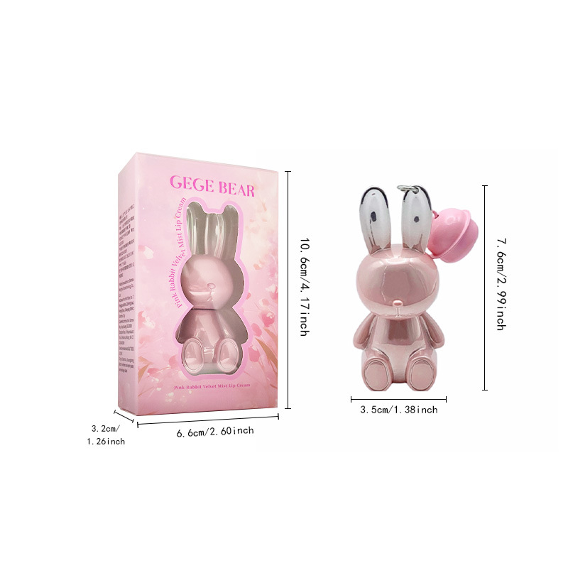 Keychain little pink rabbit velvet misty lip cream, velvet matte finish, natural whitening, easy to color, autumn and winter lip glaze for students Item Picture