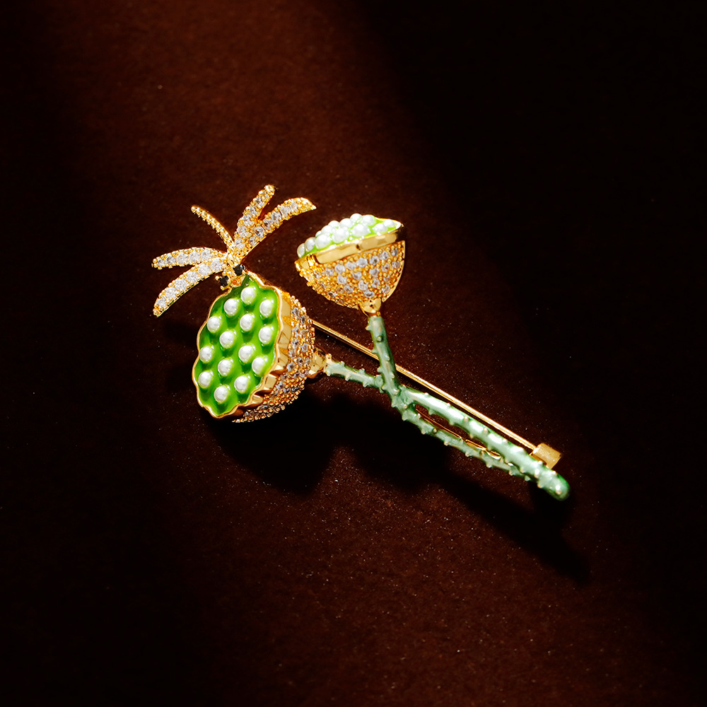 Hyacinth2025 New style Chinese trend lotus pod Dragonfly enamel brooch Elegant and creative brooch pin unique design accessory