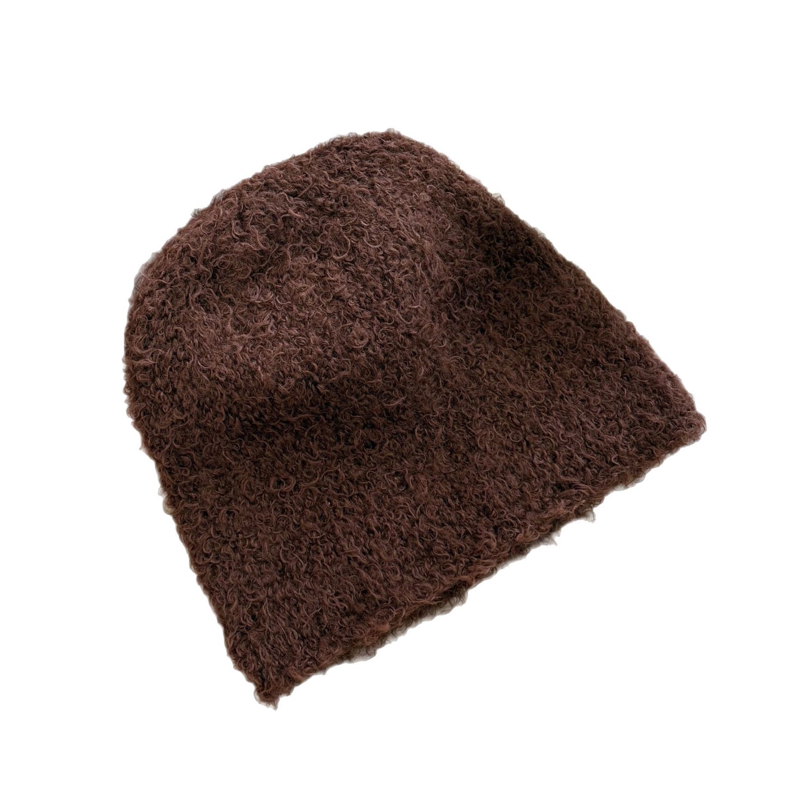 A small cold hat that shows off the face, a pile of hats for women in autumn and winter, Japanese-style rolled-up wool warm knitted woolen cap Item Picture