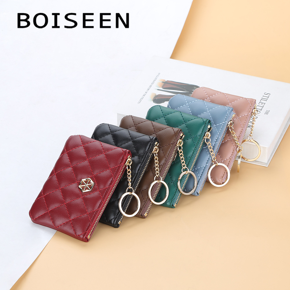 BOISEEN's new coin purse for women features a Korean-style embossed checkered zipper key case and a fashionable mini wallet card case for women Application Scenario
