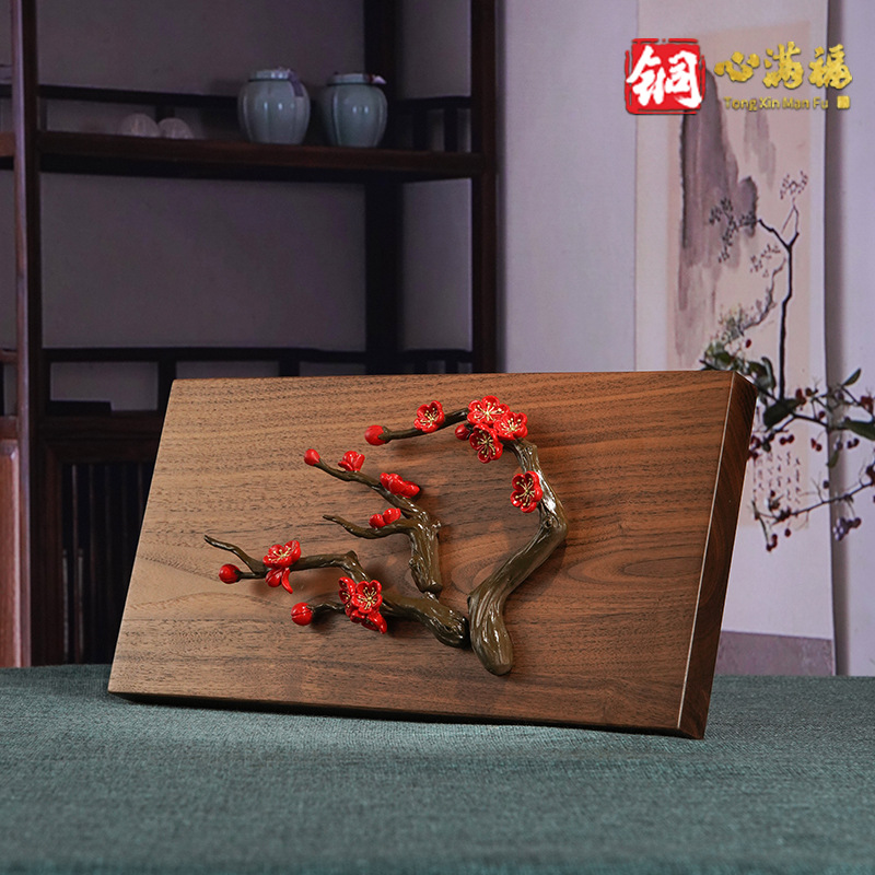 厂家直销铜摆件《梅》铜工艺品桌面玄关摆台梅花装饰摆件乔迁礼品