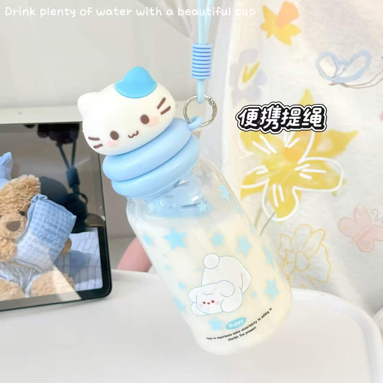 New summer Tritan water cup with high appearance level, cartoon portable plastic cup for men and women, straw cup, cute and casual cup Application Scenario