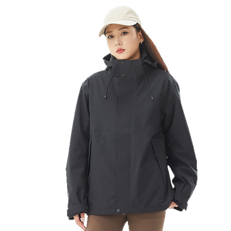 凯乐石国标一级冲锋衣女三合一冲锋衣男无氟防水防风大码外套白底实物图