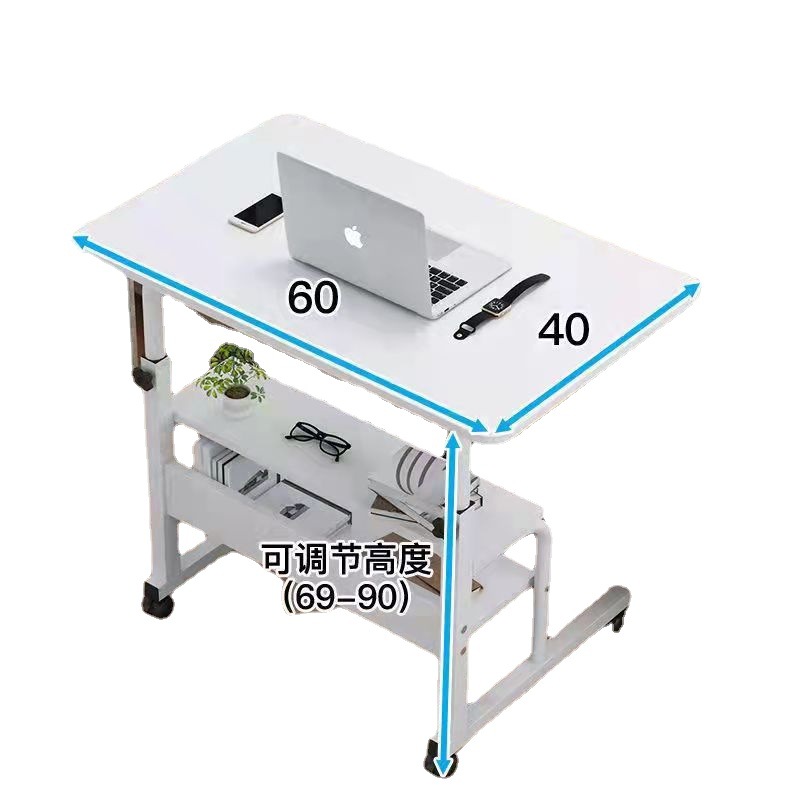 Portable computer desk, laptop, lazy desk, study desk, small bedroom table, height-adjustable table, storage rack, office desk Item Picture